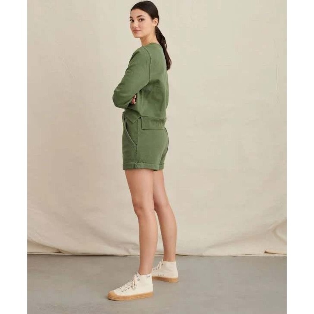 Alex Mill Ambrose Cotton Fleece Shorts in Army Green High Rise size large - Picture 6 of 16